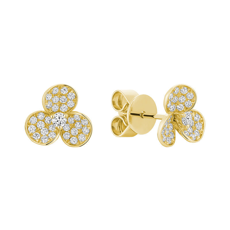 0.35 ct Three Leaf Clover Diamond Stud Earrings - Thenetjeweler