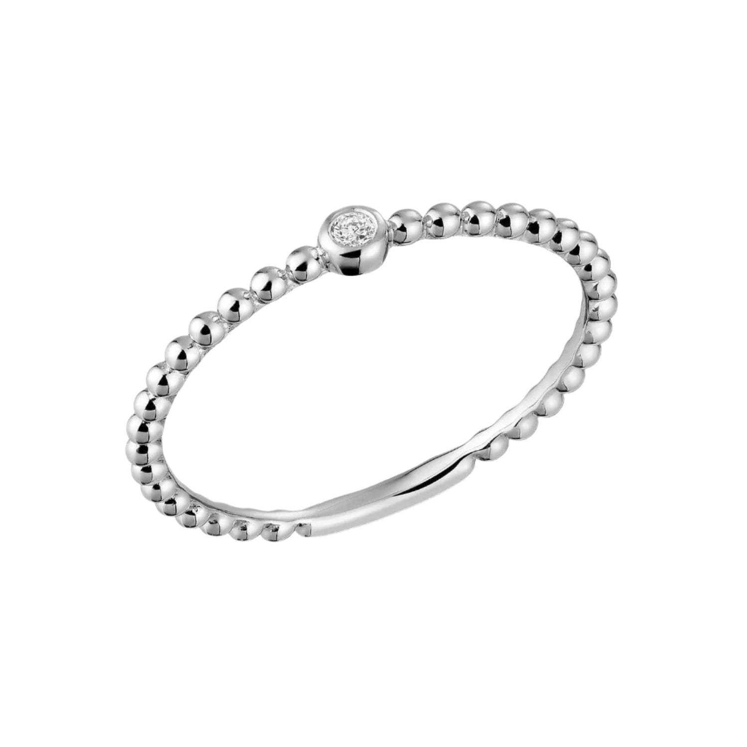 Diamond Solitaire Beaded Ring