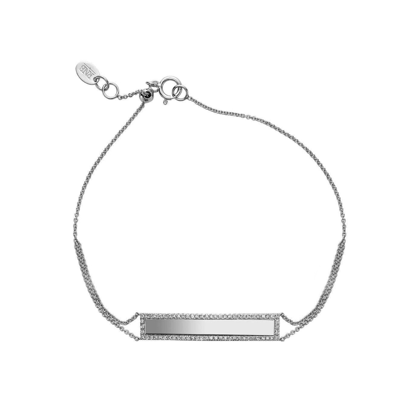 14K Yellow Gold Diamond Engravable Plate Bracelet - Thenetjeweler