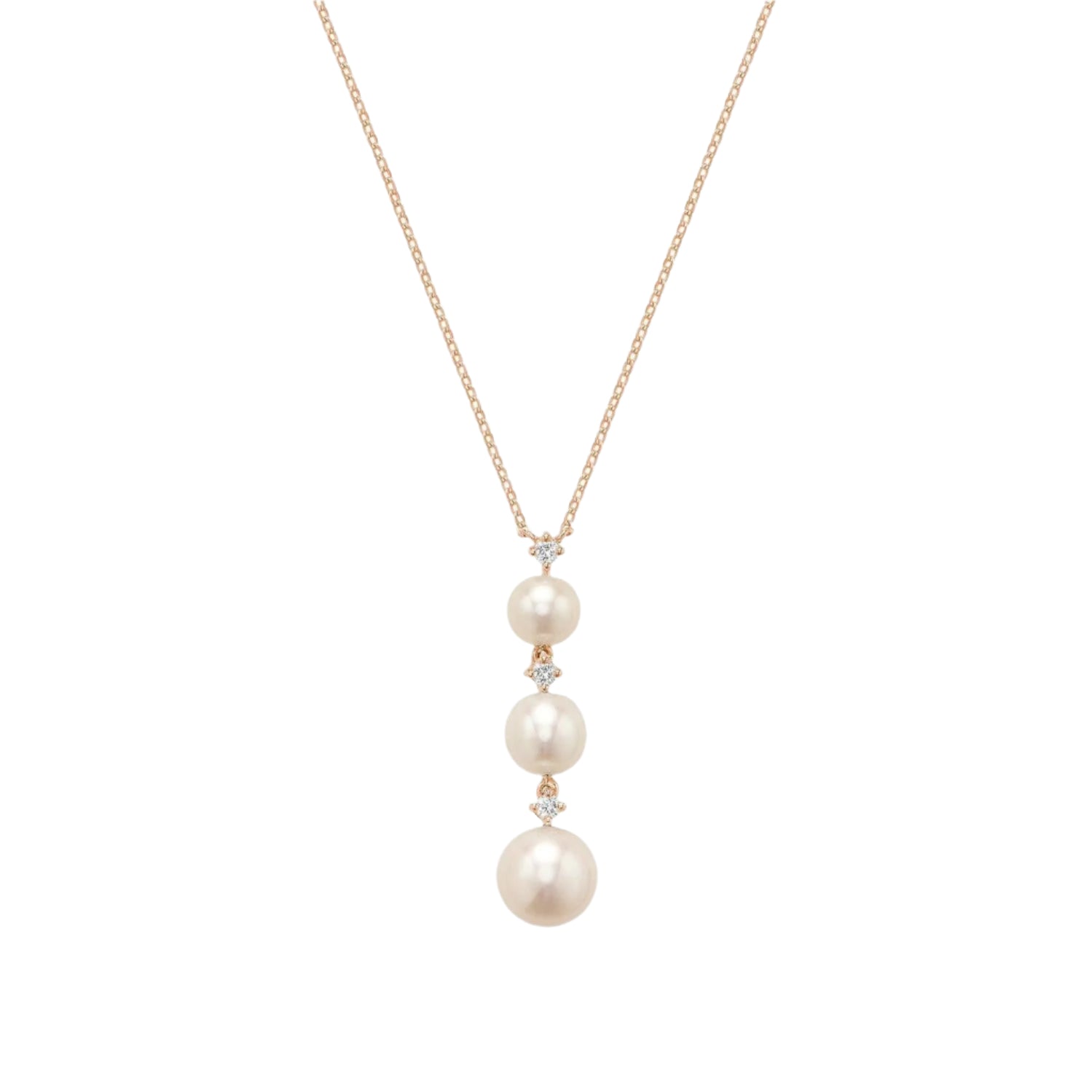 Pearls and Diamonds Triple Drop Pendant Necklace - Yellow Gold - Necklace