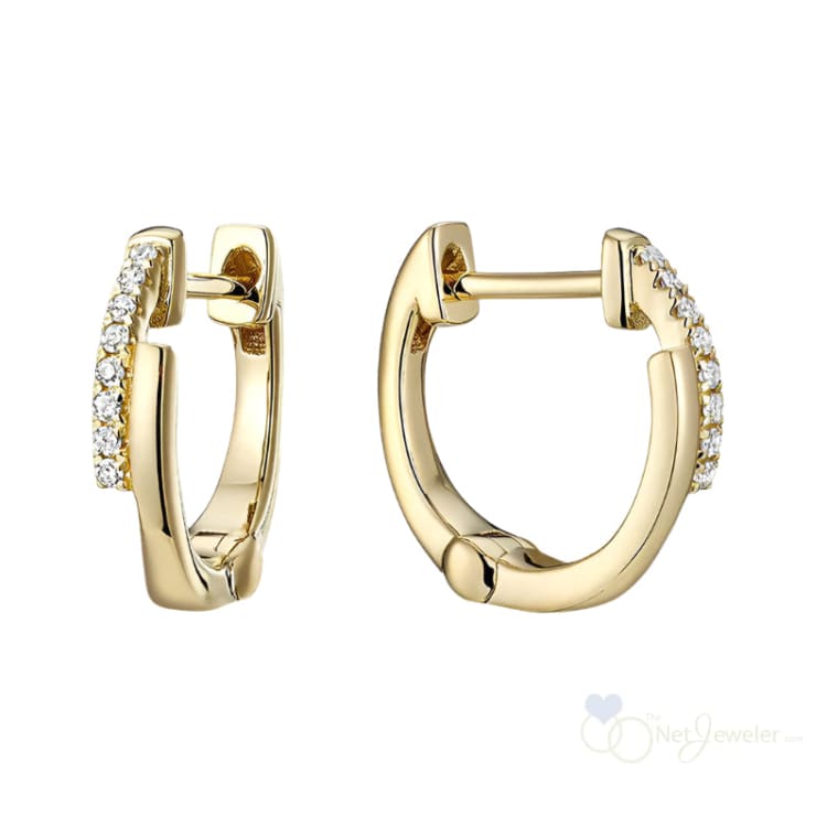 10K Gold Diamond Huggie Earrings-Thenetjeweler