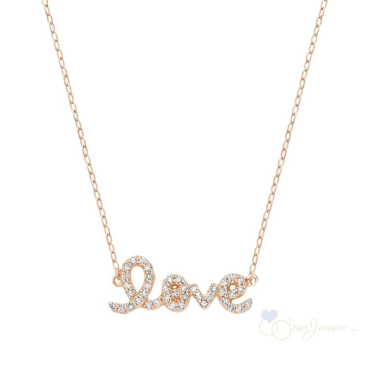 10K Gold Diamond Love Necklace - Thenetjeweler