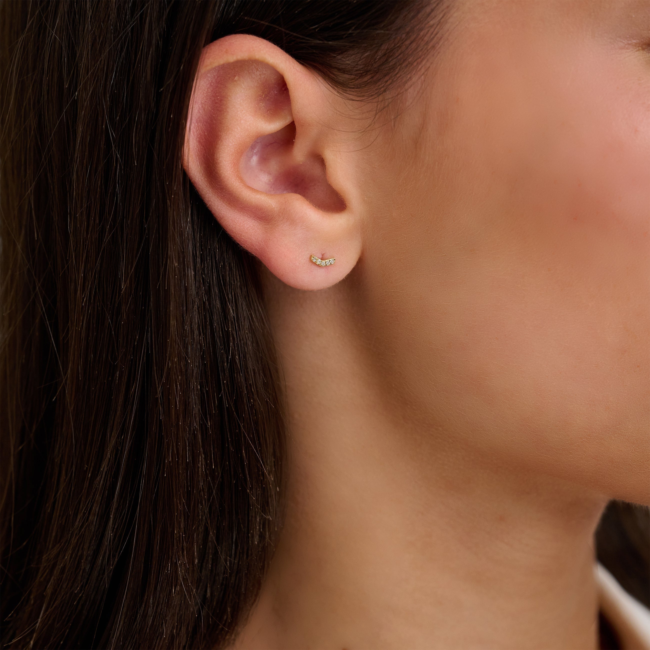 10k Gold Chevron Diamond Stud Earrings - Thenetjeweler