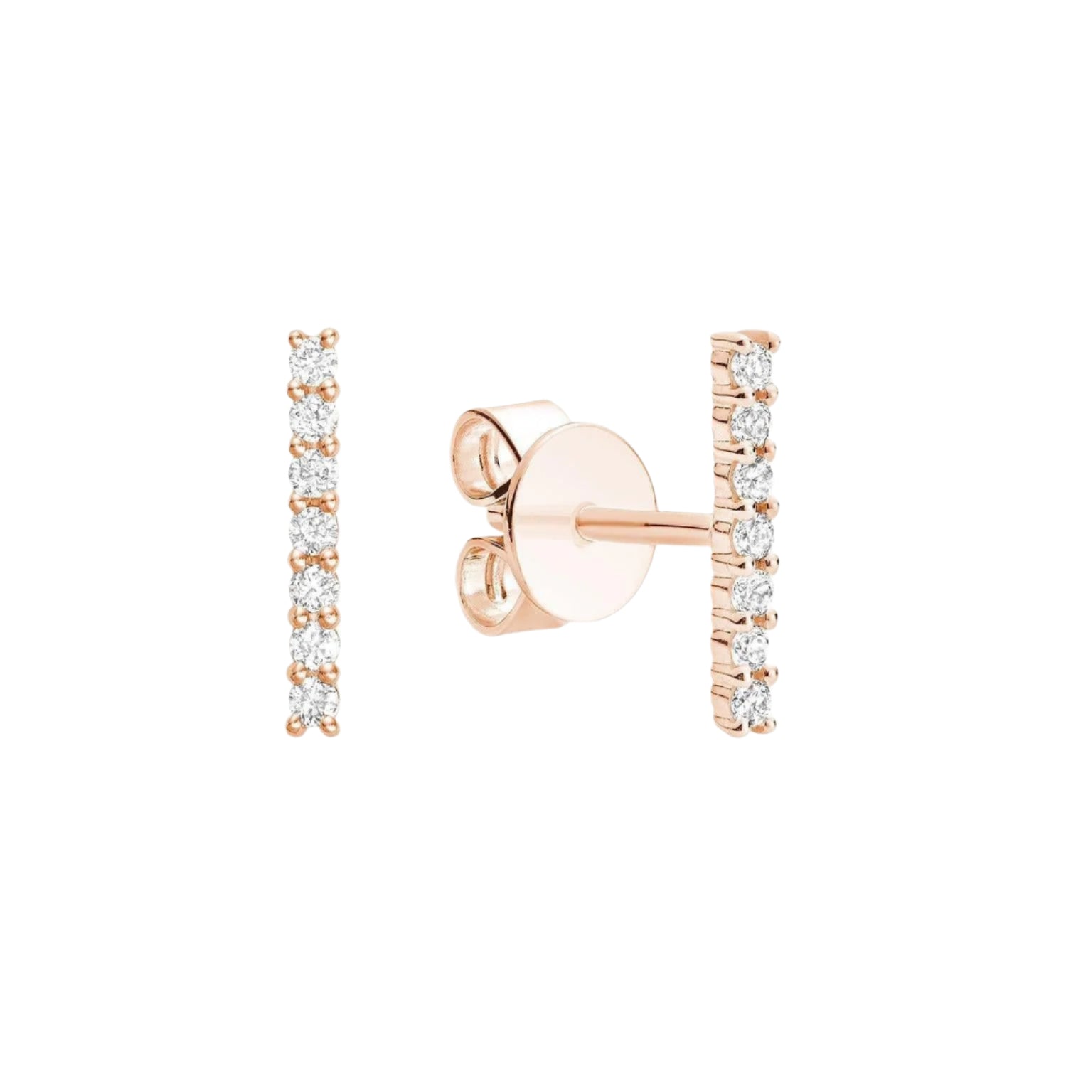 10K Gold Diamond Stud Bar Earrings | TheNetJeweler
