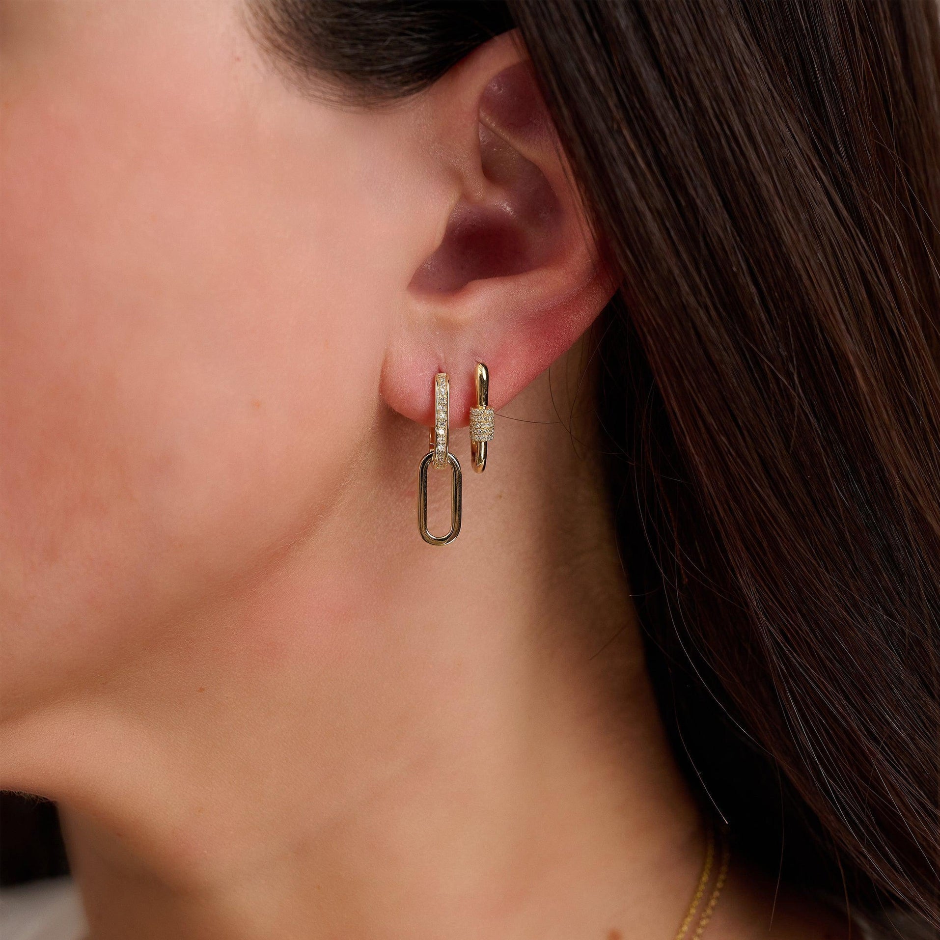 Paper Clip Loop Diamond Earrings - Thenetjeweler