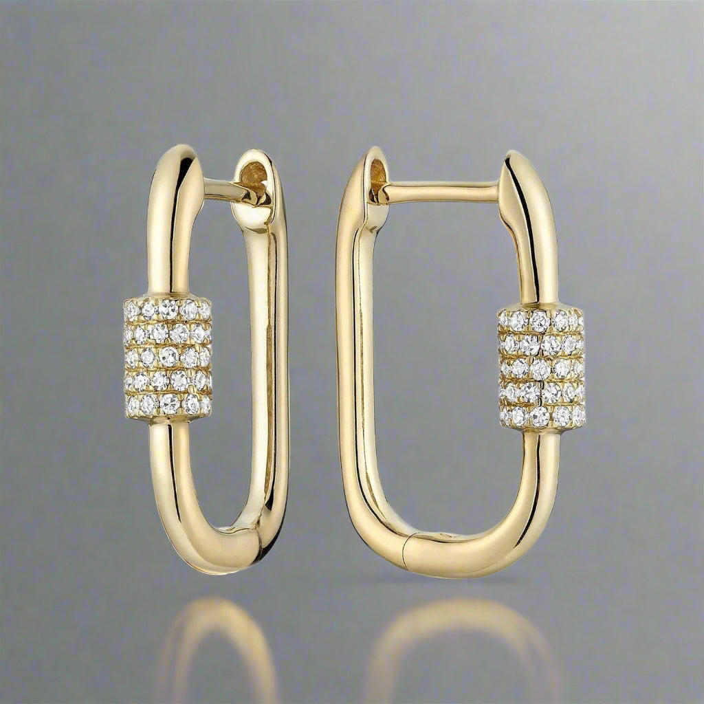 Paper Clip Loop Diamond Earrings - Thenetjeweler