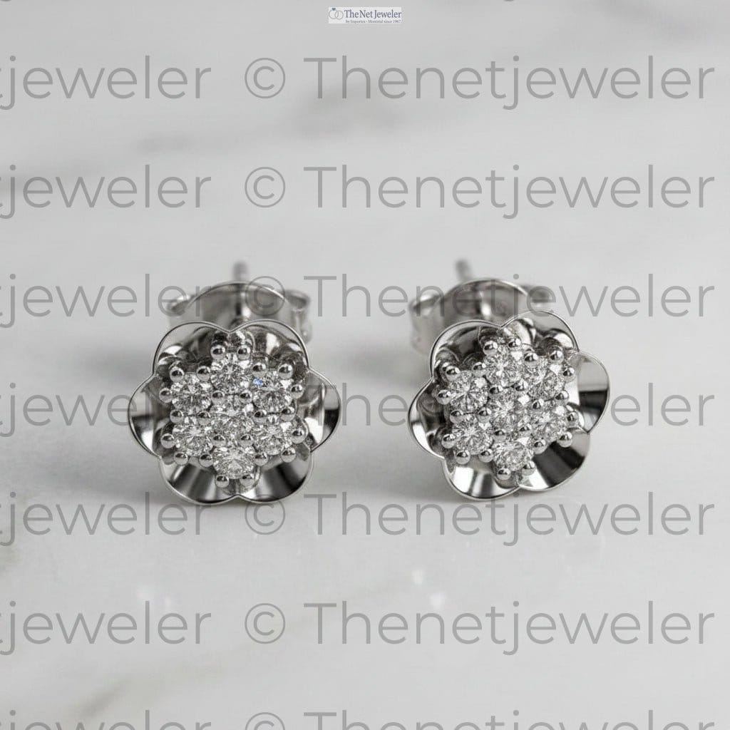 14K Gold Lab-Grown Diamond Floral Studs white gold