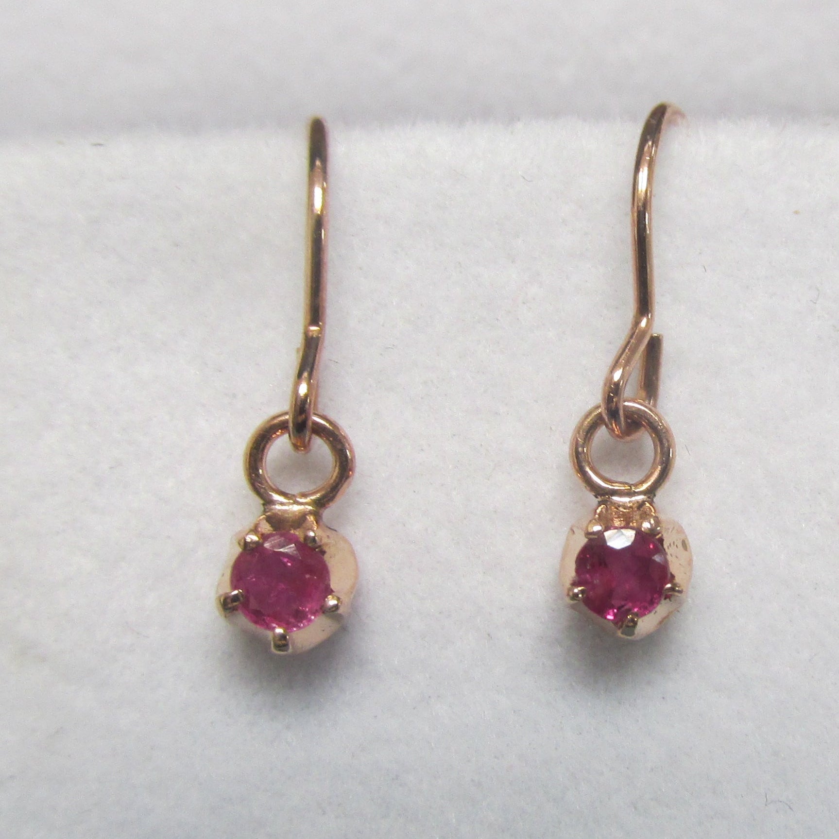 14K Rose Gold Natural Ruby Dangle Hook Earrings | TheNetJeweler