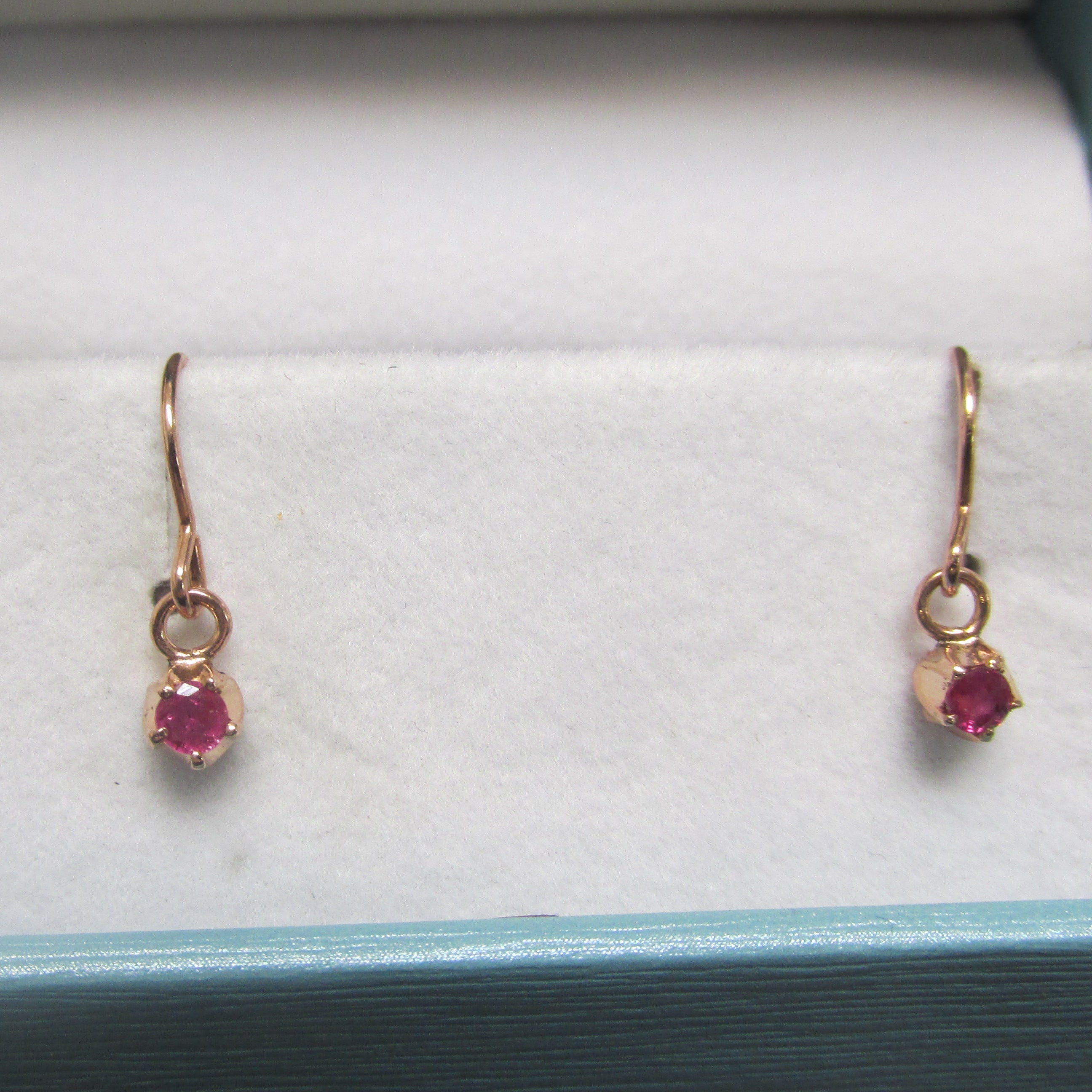 14K Rose Gold Natural Ruby Dangle Hook Earrings | TheNetJeweler