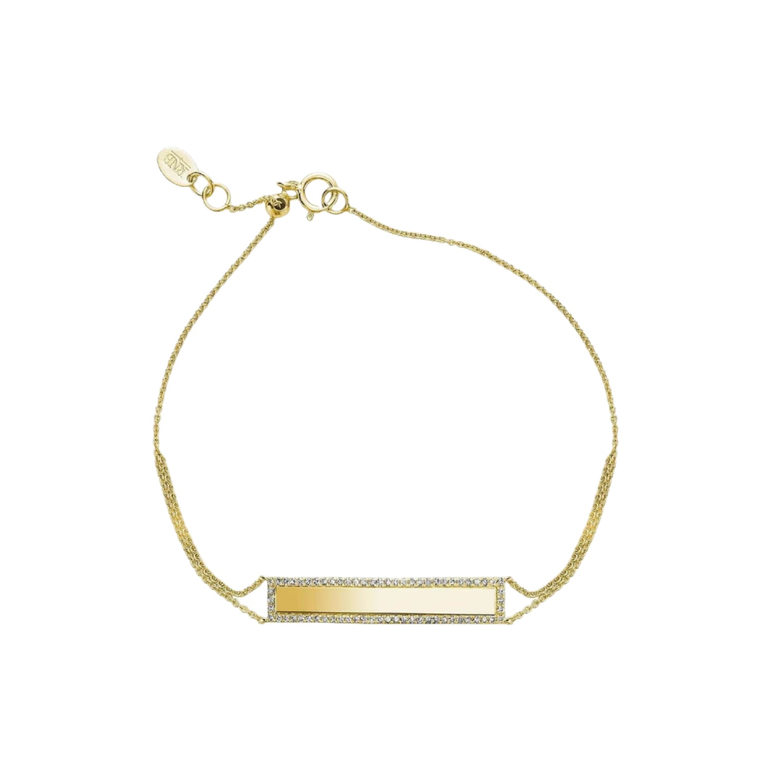 14K Yellow Gold Diamond Engravable Plate Bracelet - Thenetjeweler