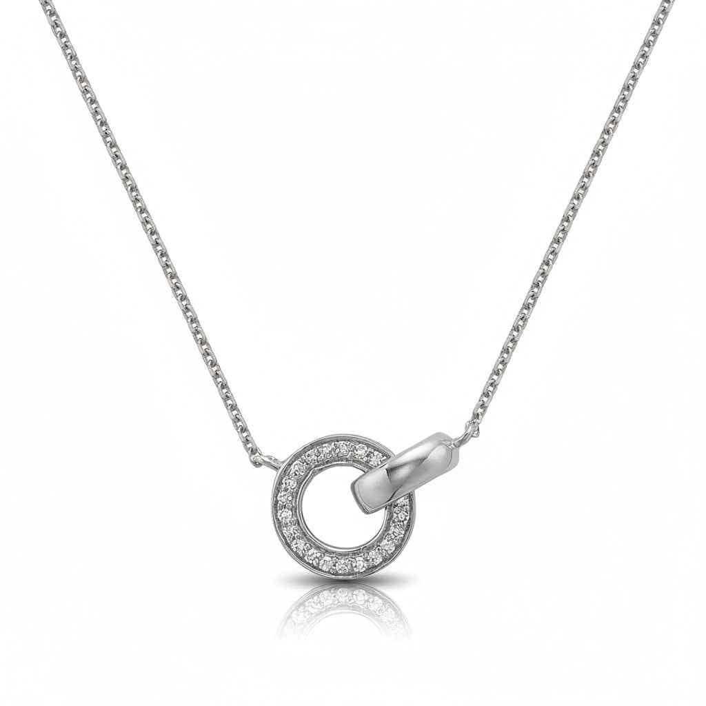Love Knot Pendant Intertwined Circles Diamond Necklace 14K Gold