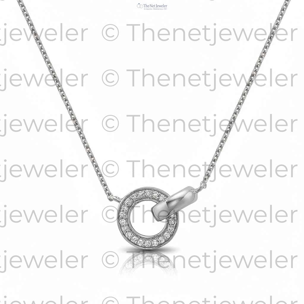 Love Knot Pendant Intertwined Circles Diamond Necklace 14K Gold