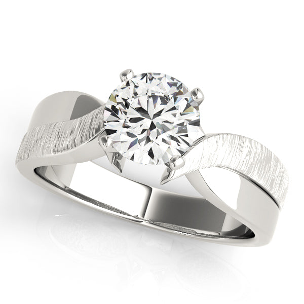14k Gold Wide Twisted Band Diamond Solitaire Ring - TheNetJeweler