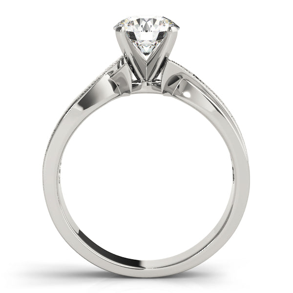 14k Gold Wide Twisted Band Diamond Solitaire Ring - TheNetJeweler
