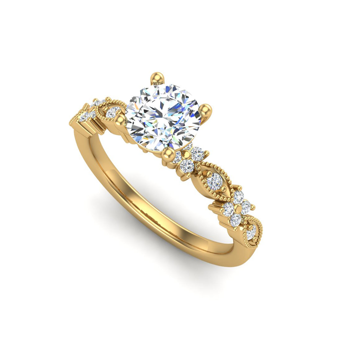 Floral Diamond Engagement Ring 1.30 ct. tw Thenetjeweler by Importex