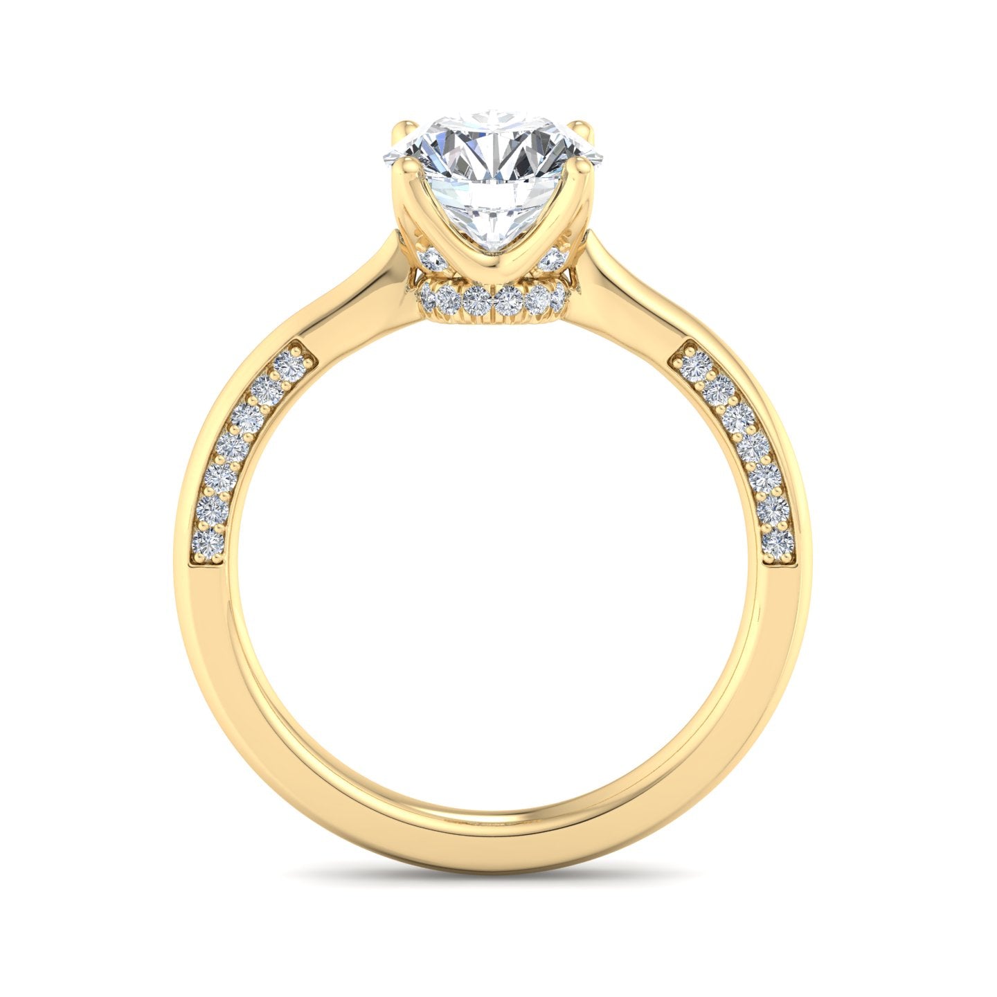 Diamond Hidden Halo Solitaire Engagement Ring - Thenetjeweler