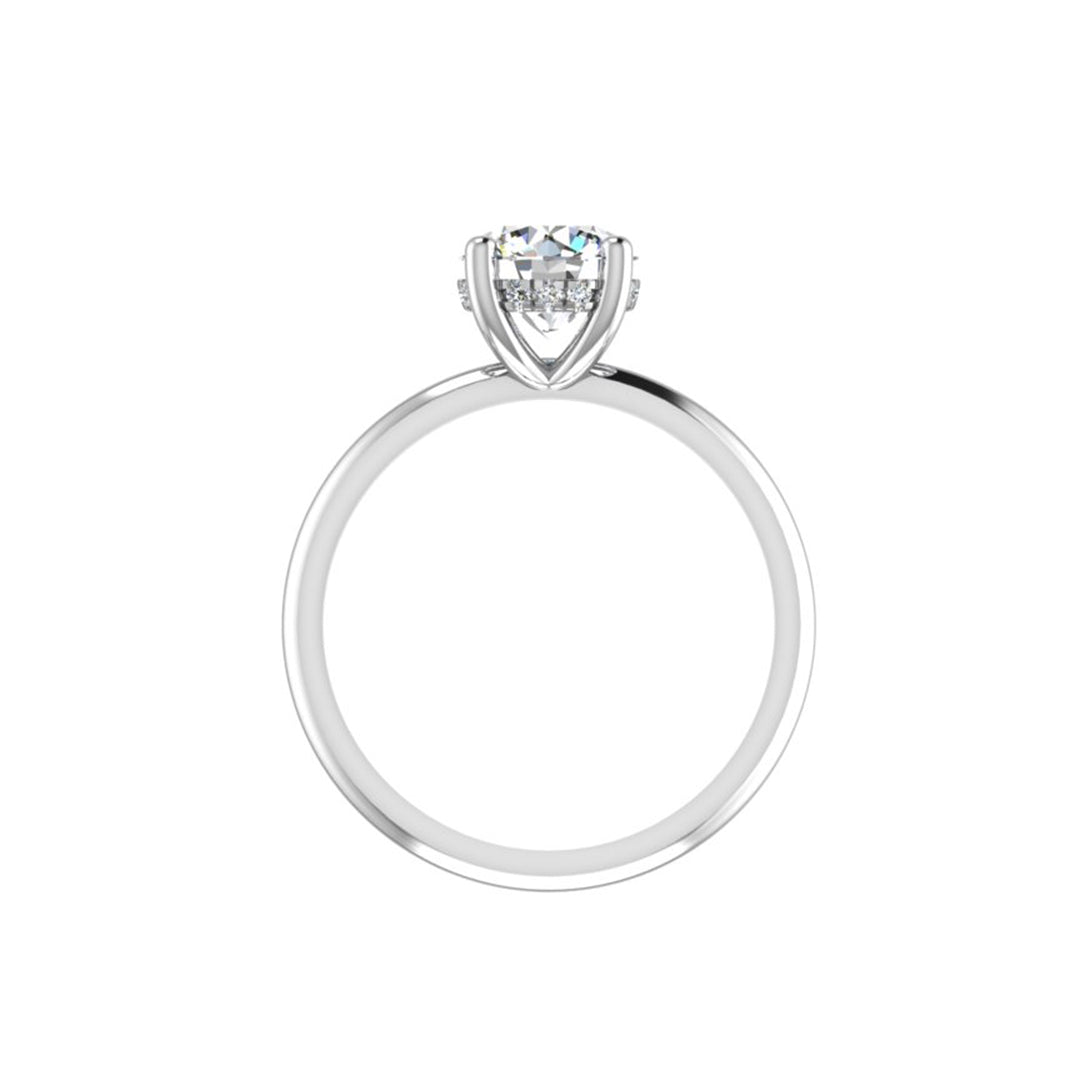 Classic Hidden Halo 1ct Round Brilliant Engagement Ring 18K - Thenetjeweler