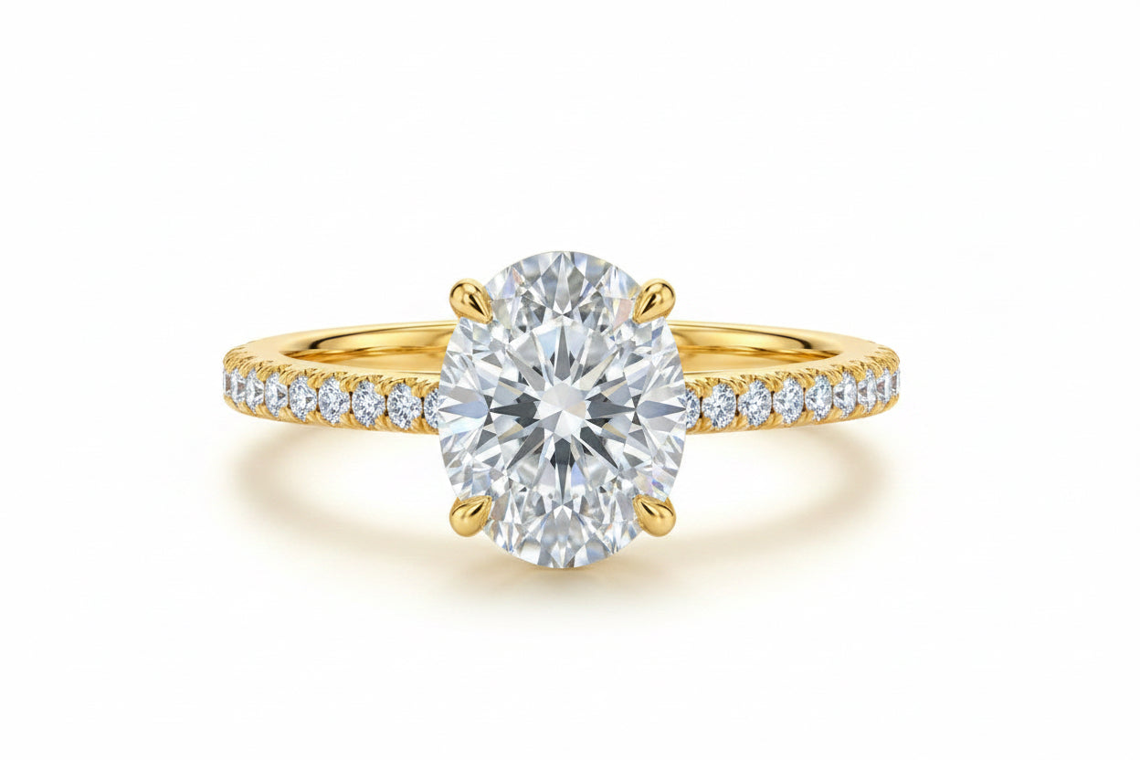 2 Carat Oval Moissanite Engagement Ring White Gold