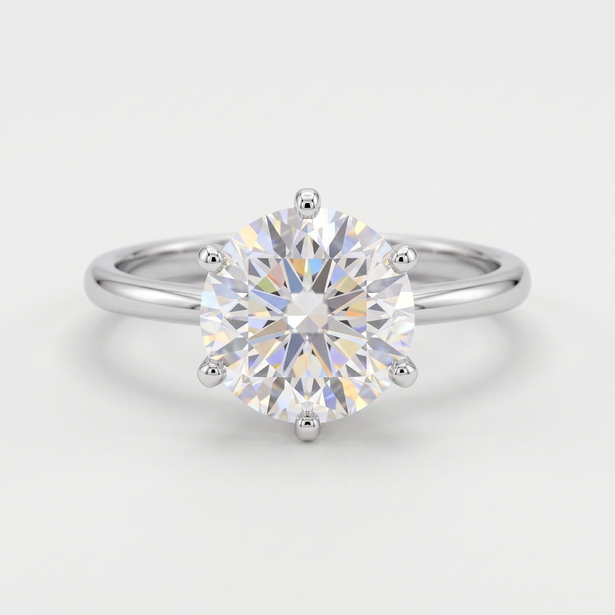 Classic 6-Prong Round Moissanite Engagement Ring | 10k White Gold