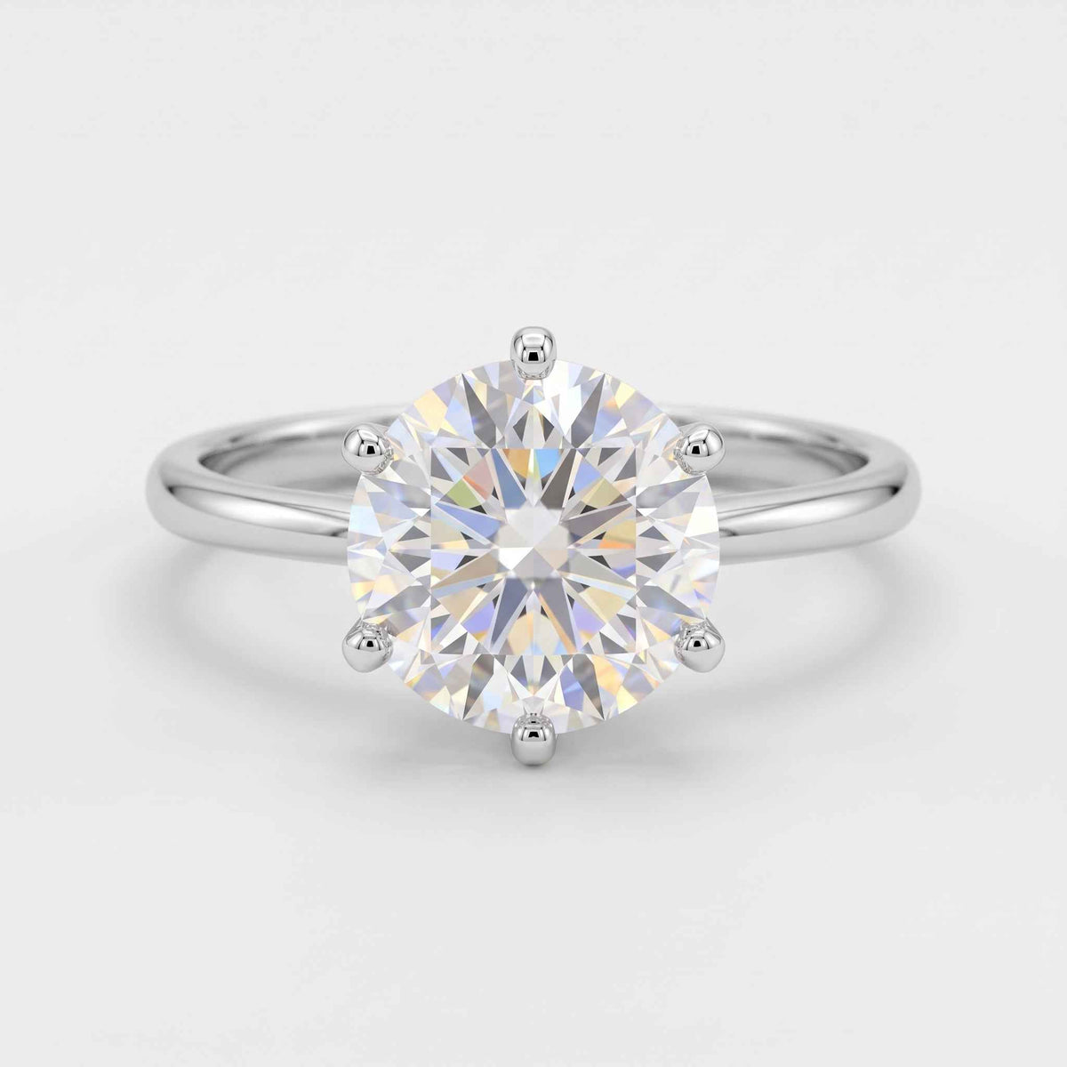 Classic 6-Prong Round Moissanite Engagement Ring | 10k White Gold