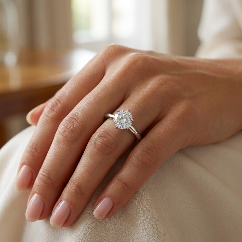 Classic 6-Prong Round Moissanite Engagement Ring | 10k White Gold
