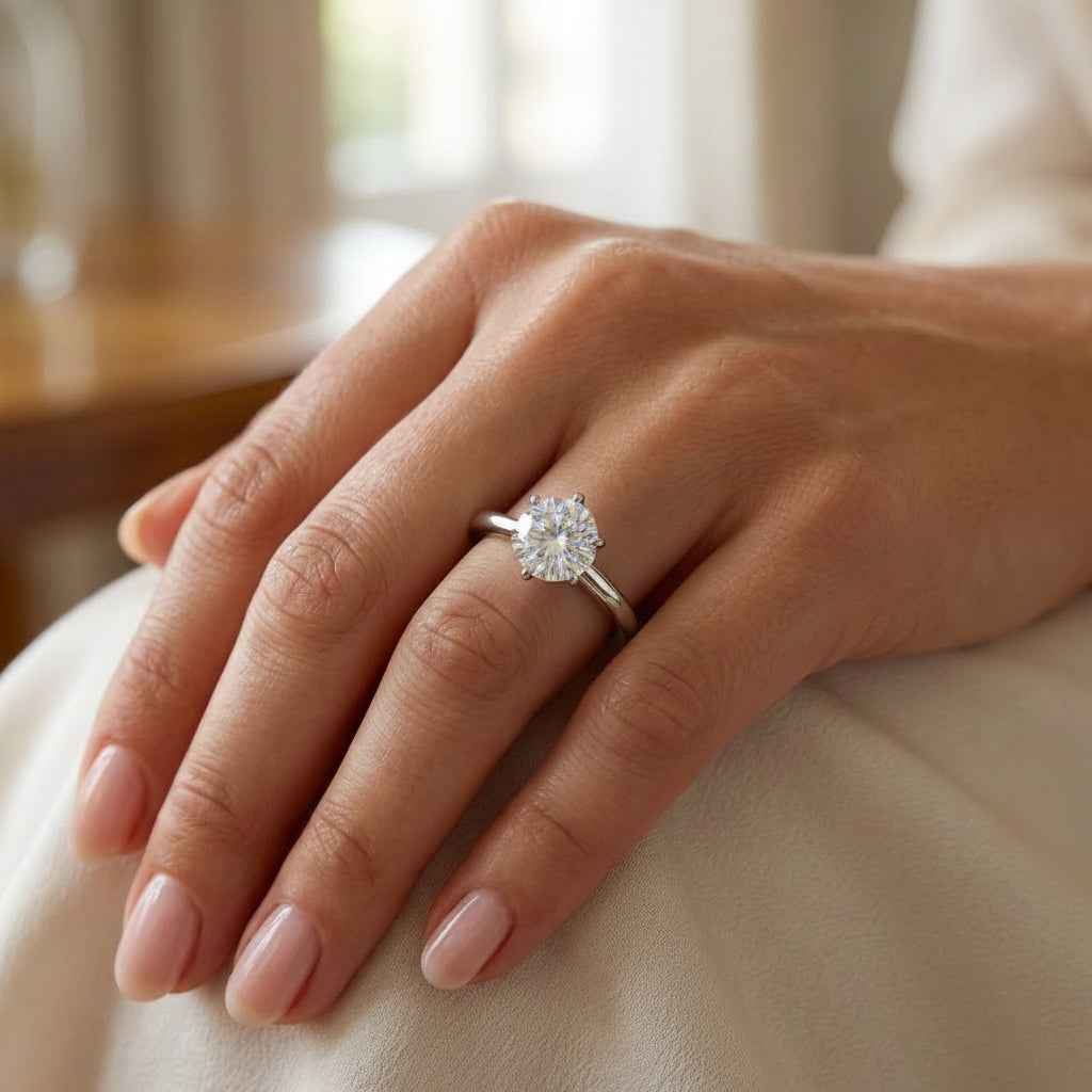 Classic 6-Prong Round Moissanite Engagement Ring | 10k White Gold