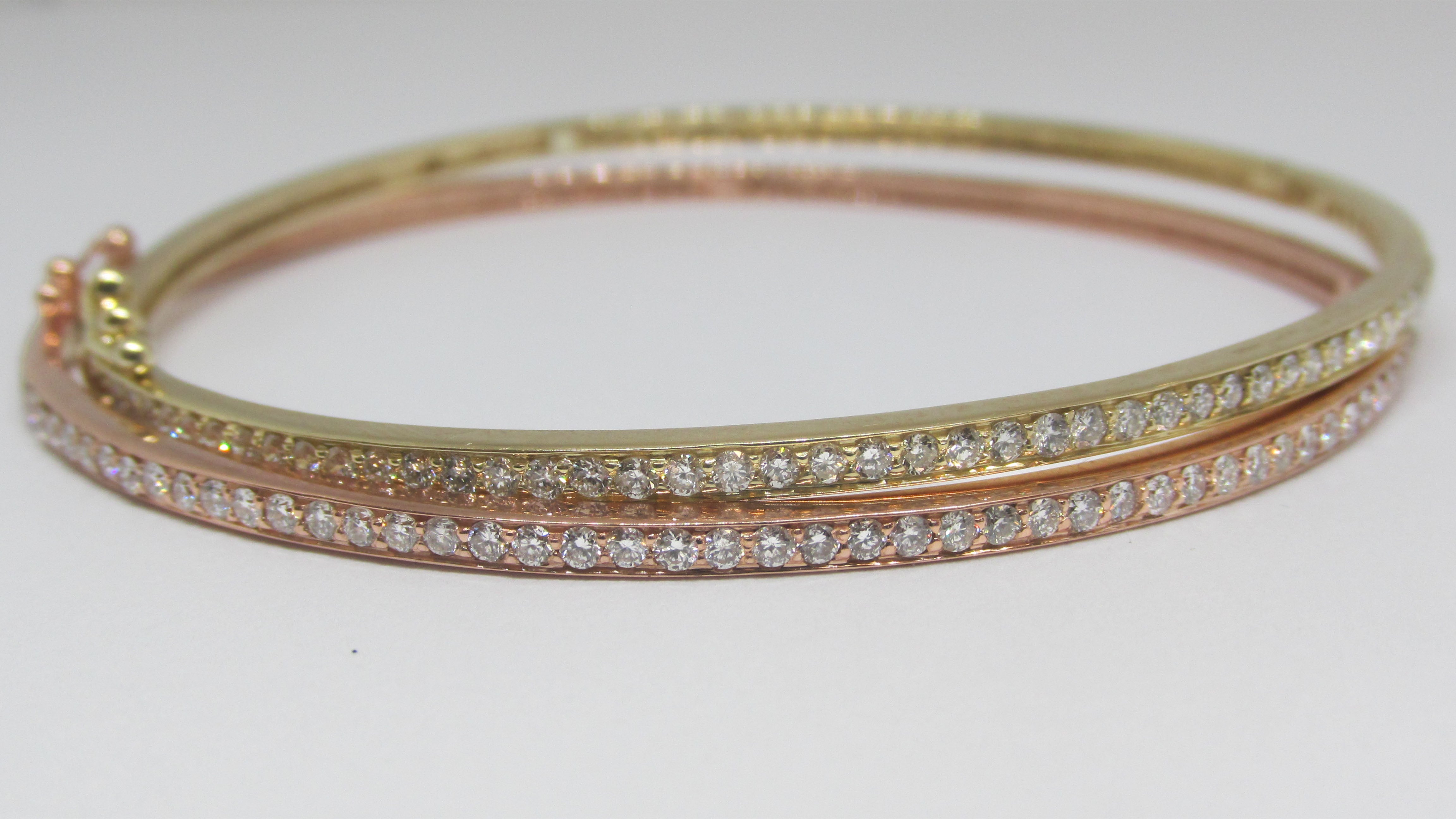 Diamond Bangle Bracelet 14K Rose Gold 0.50 Ct. Tw. - Thenetjeweler