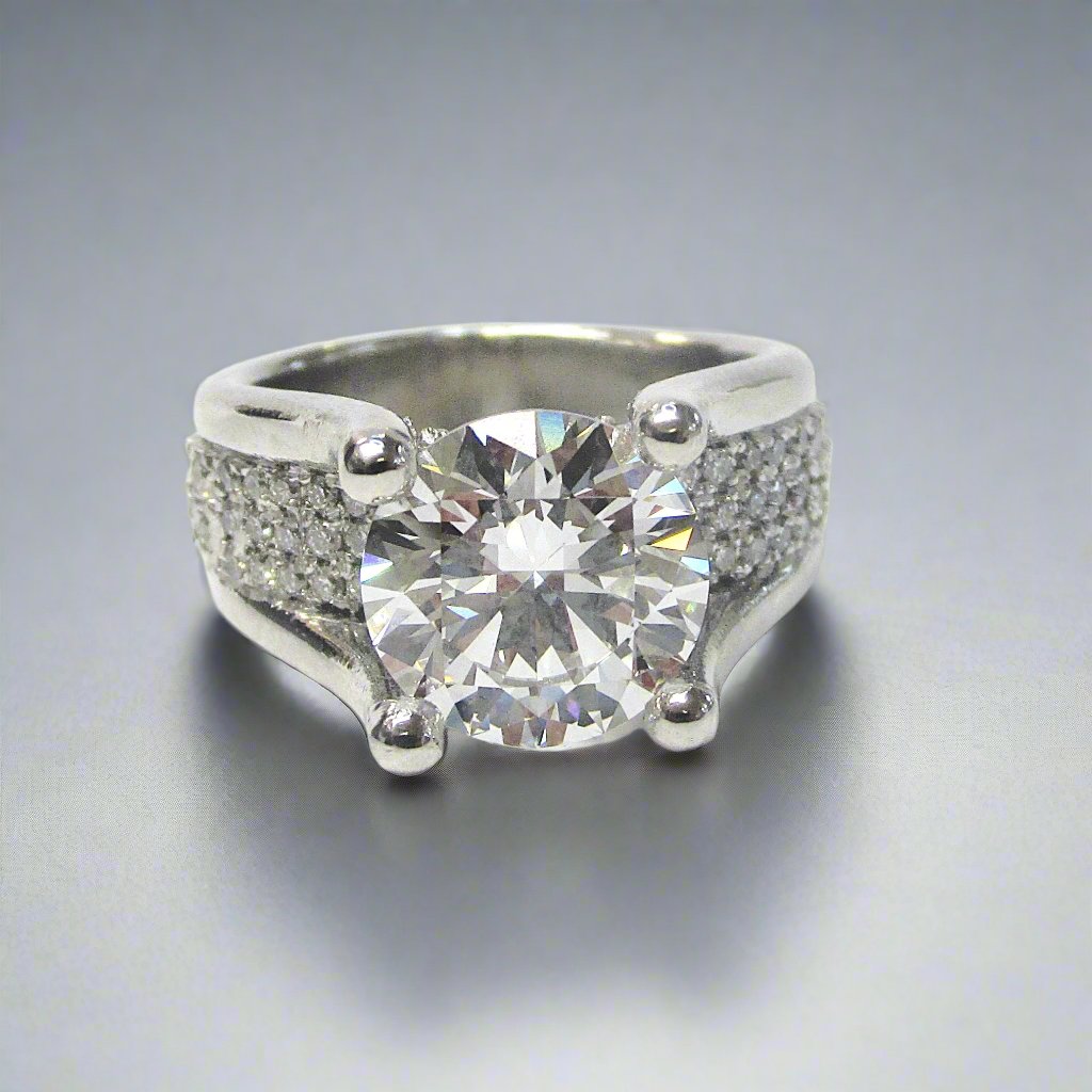 3.64 ct Diamond Cathedral Engagement Ring in Platinum - TheNetJeweler