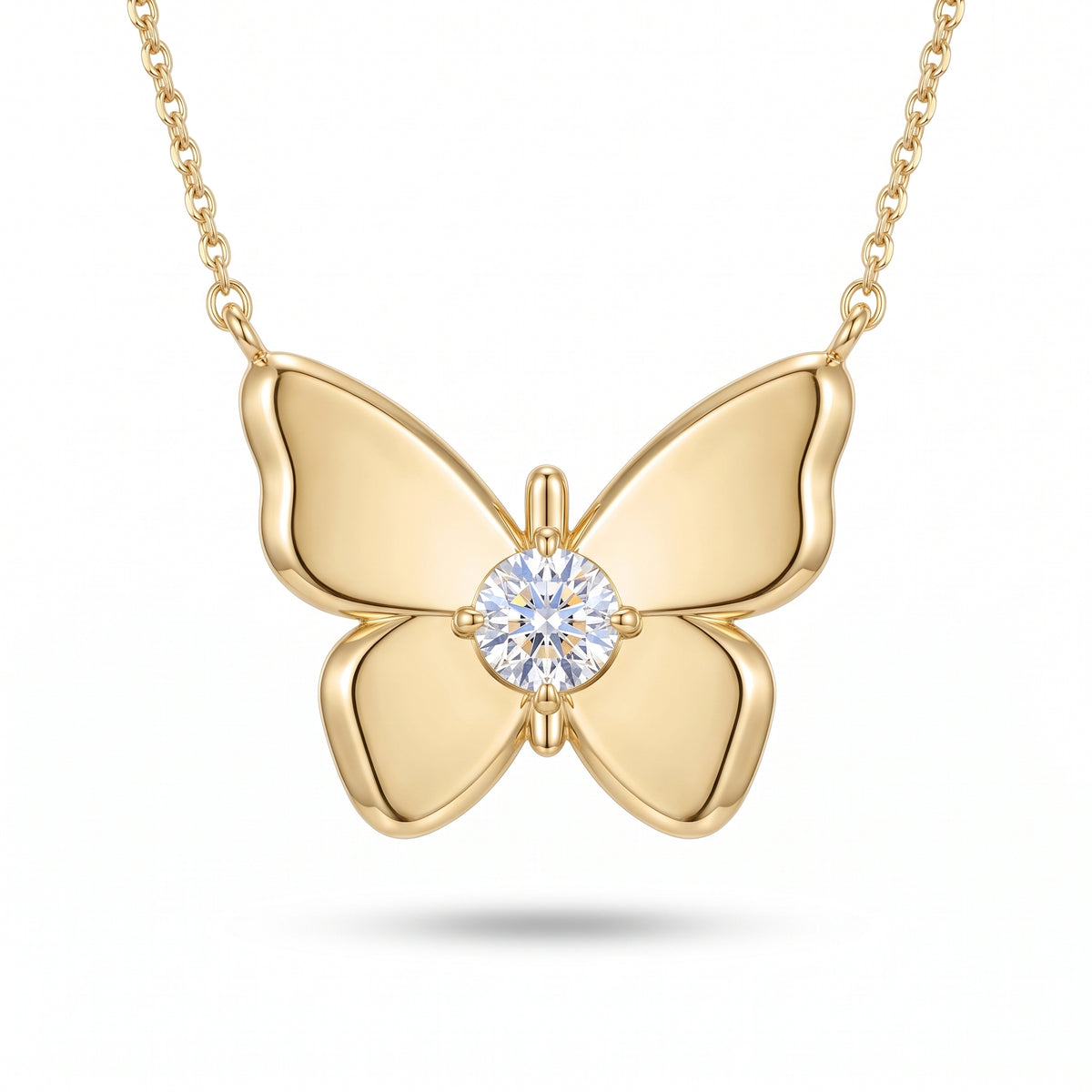 Butterfly Kiss 14K Gold Diamond Necklace