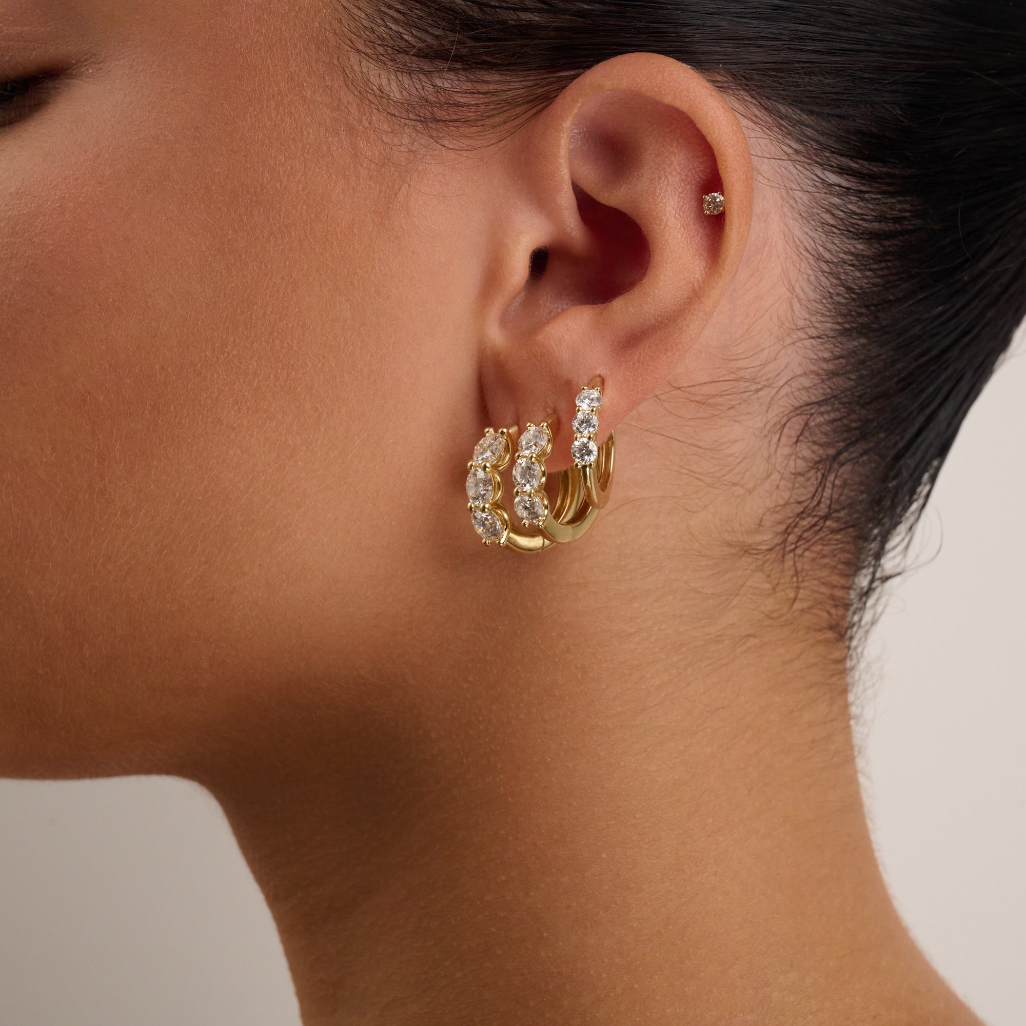 3 CT Lab Grown Diamond Hoop Earrings 18mm - Thenetjeweler