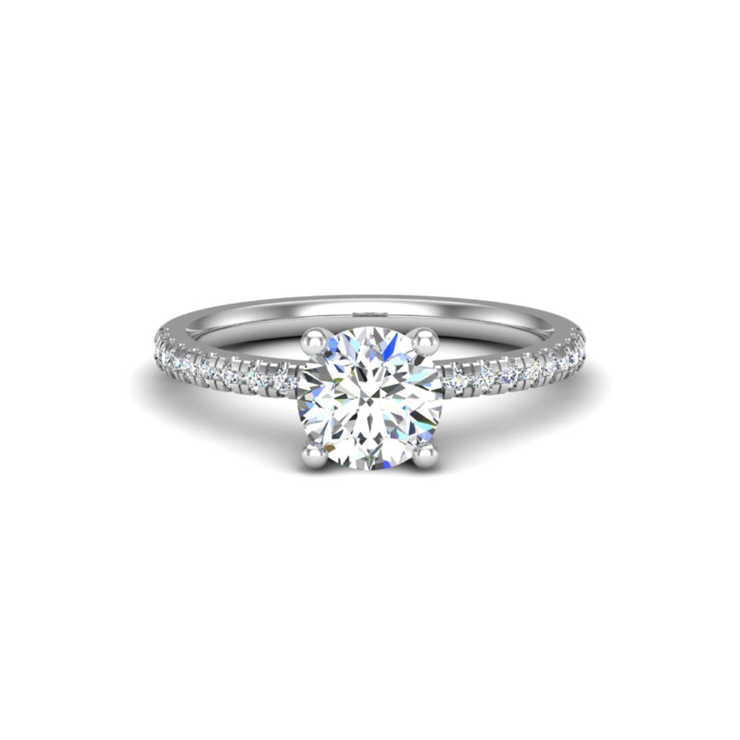 Hyacinth Pave Engagement Ring - 14KT White Gold - Thenetjeweler