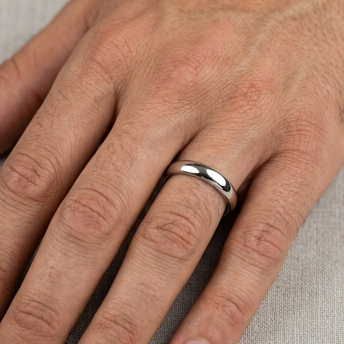 4mm Men's Wedding Ring White Gold Super Comfort Fit