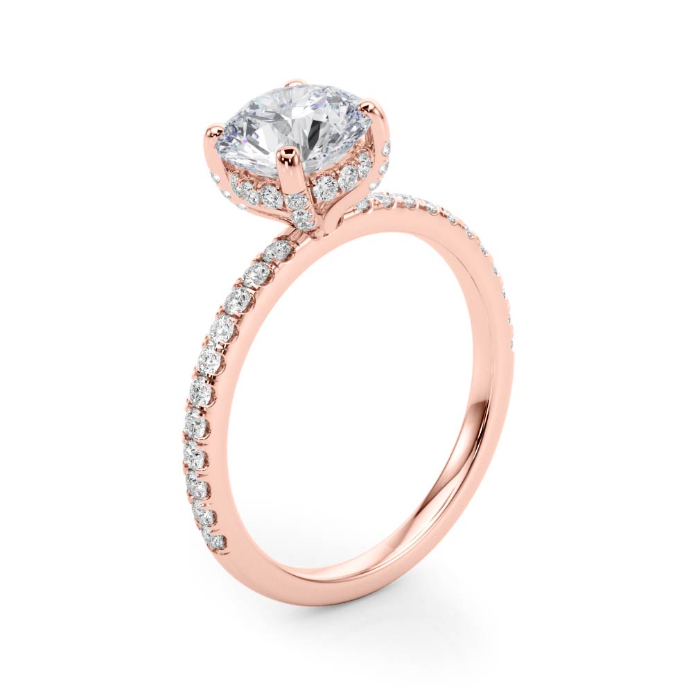 Hidden Halo Diamond Engagement Ring with Side Stones (0.35 ct.tw)