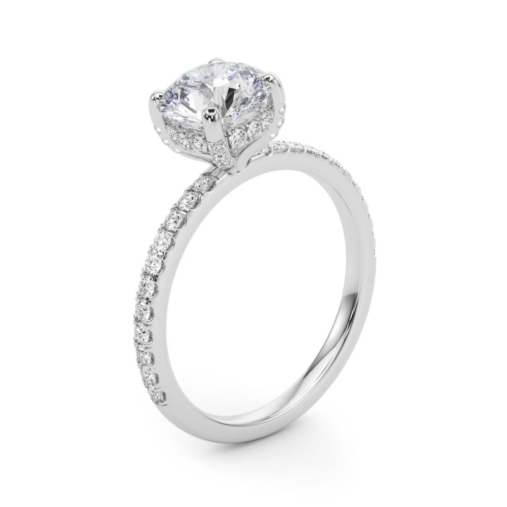 Hidden Halo Diamond Engagement Ring with Side Stones (0.35 ct.tw)