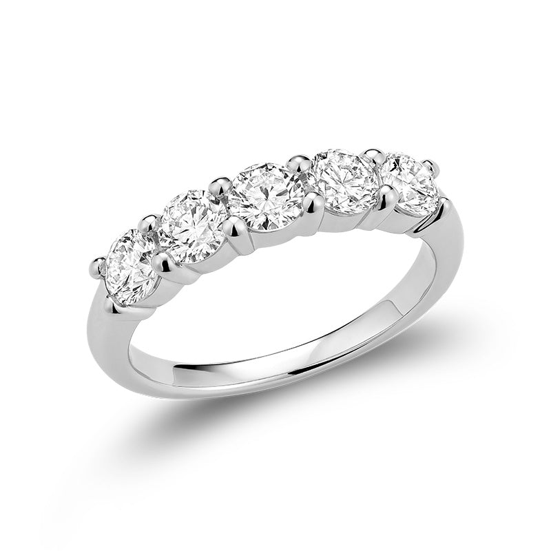 5 Stone Lab Grown Diamond Wedding Band 1.25ctw - Thenetjeweler