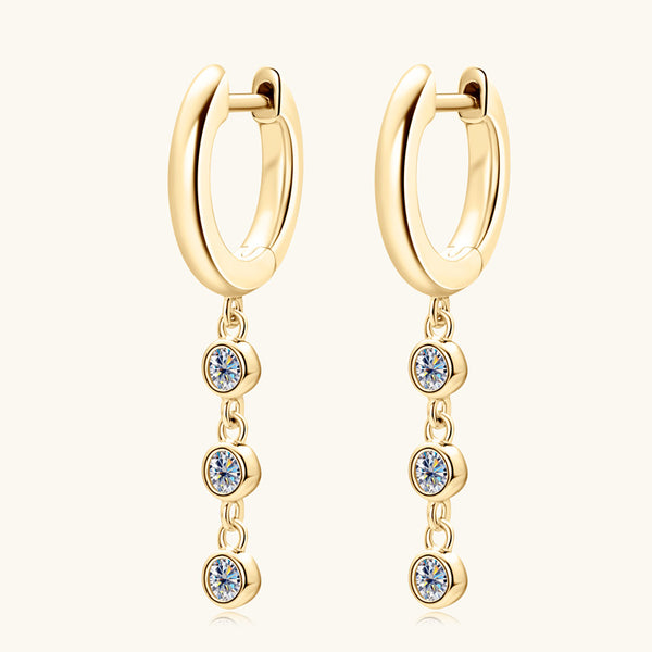 Diamond Triple Drop Huggie Hoop Earrings - Thenetjeweler