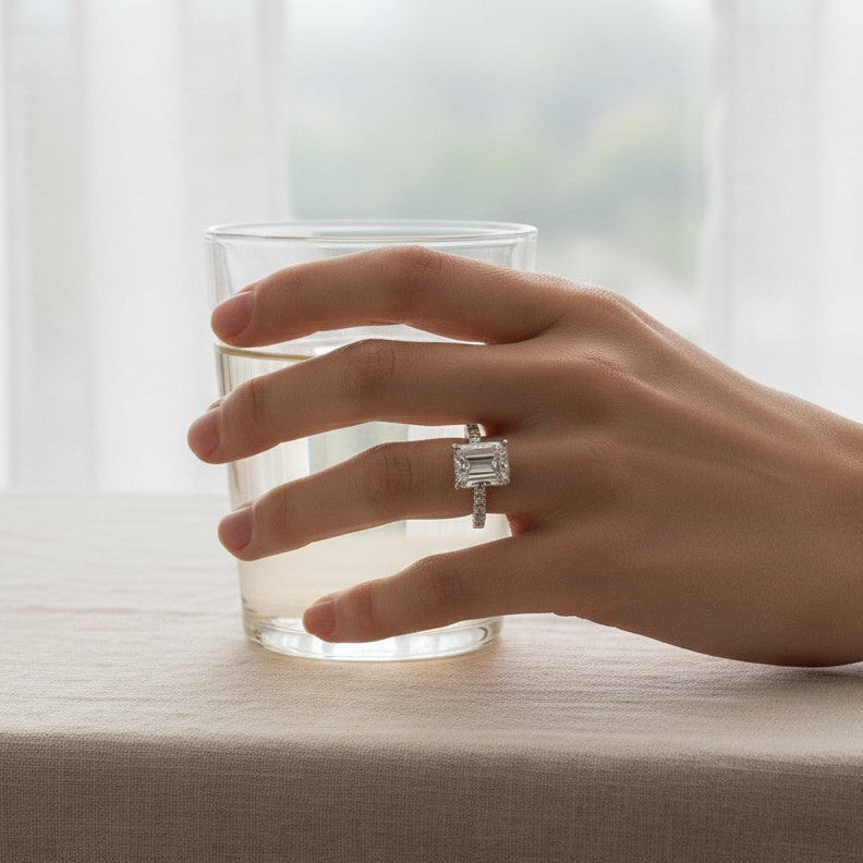 Emerald Cut Diamond Engagement Ring - 3.06ct Lab-Grown Diamond in 14K White Gold