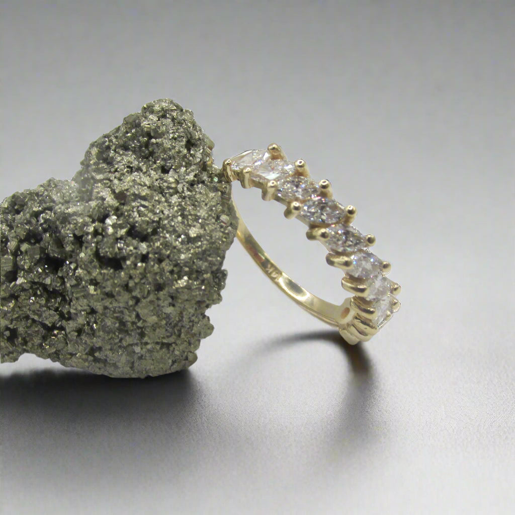 Angled Marquise Lab Grown Diamond Half Eternity Band - THENETJEWELER