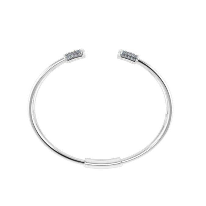 Diamond Bangle Open Cuff Bracelet 14k White Gold - Thenetjeweler