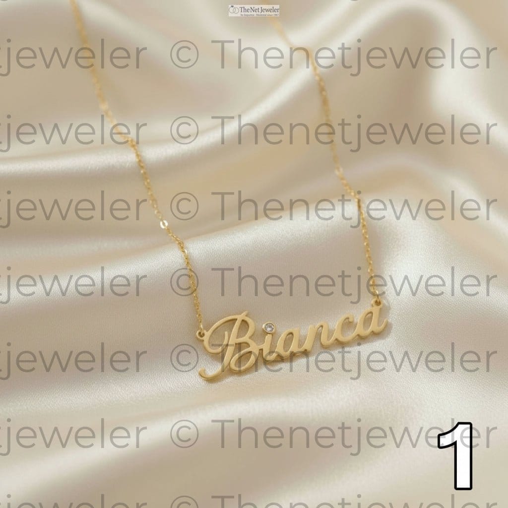 Bianca Name Necklace – 10K, 14K Yellow Gold with Lab-Grown Diamond Accent