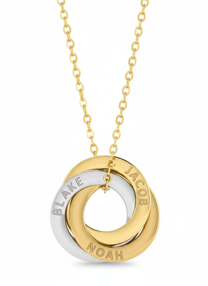 Personalised Russian Ring Necklace 14K Gold - Thenetjeweler