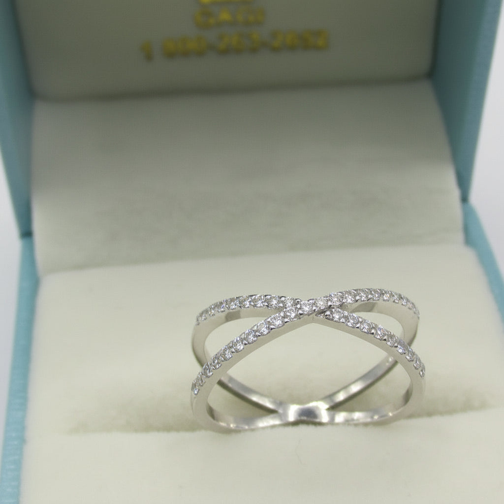 Criss Cross X Diamond Ring 14k Gold - Thenetjeweler