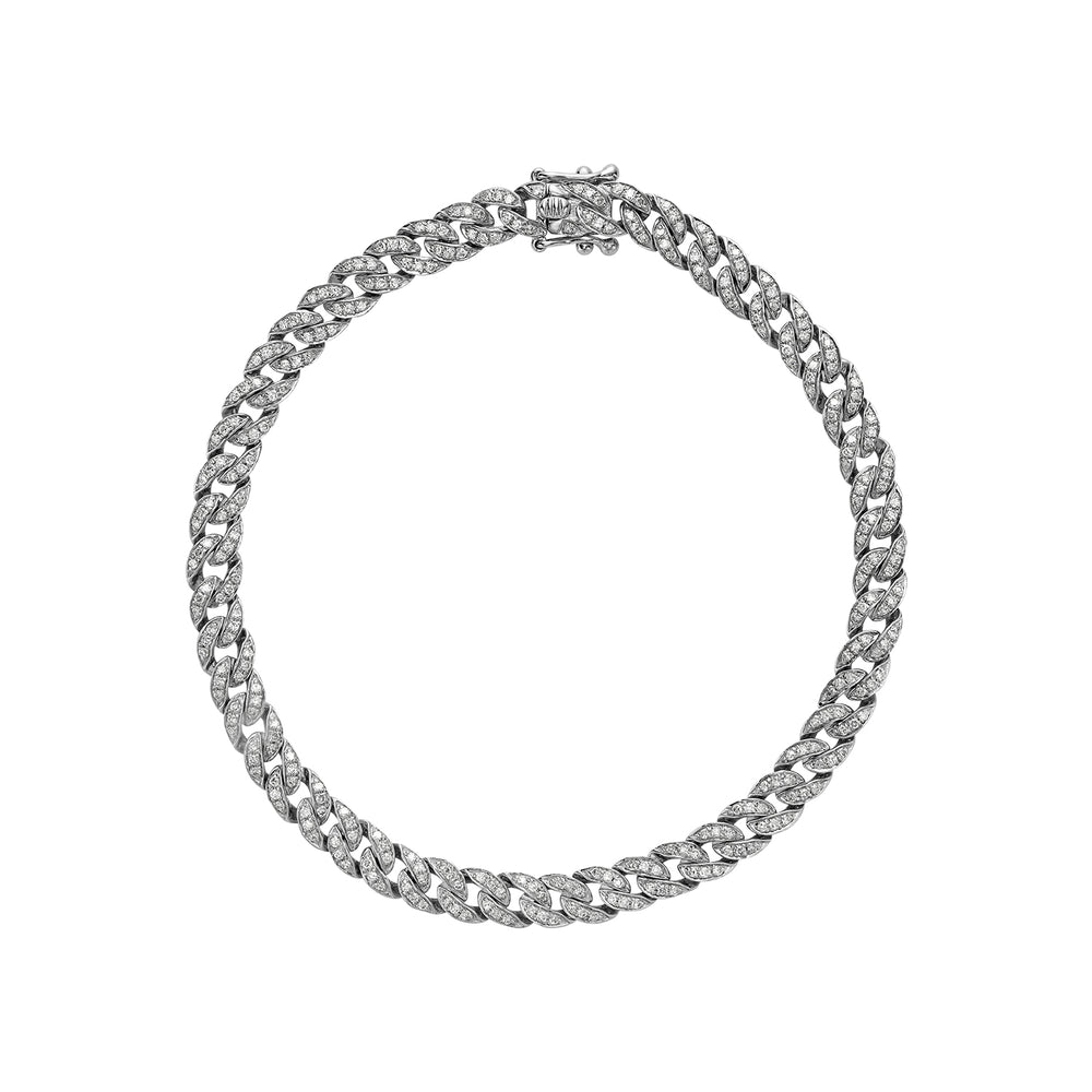 Lab Diamond Cuban Link Bracelet 10K White Gold - Thenetjeweler