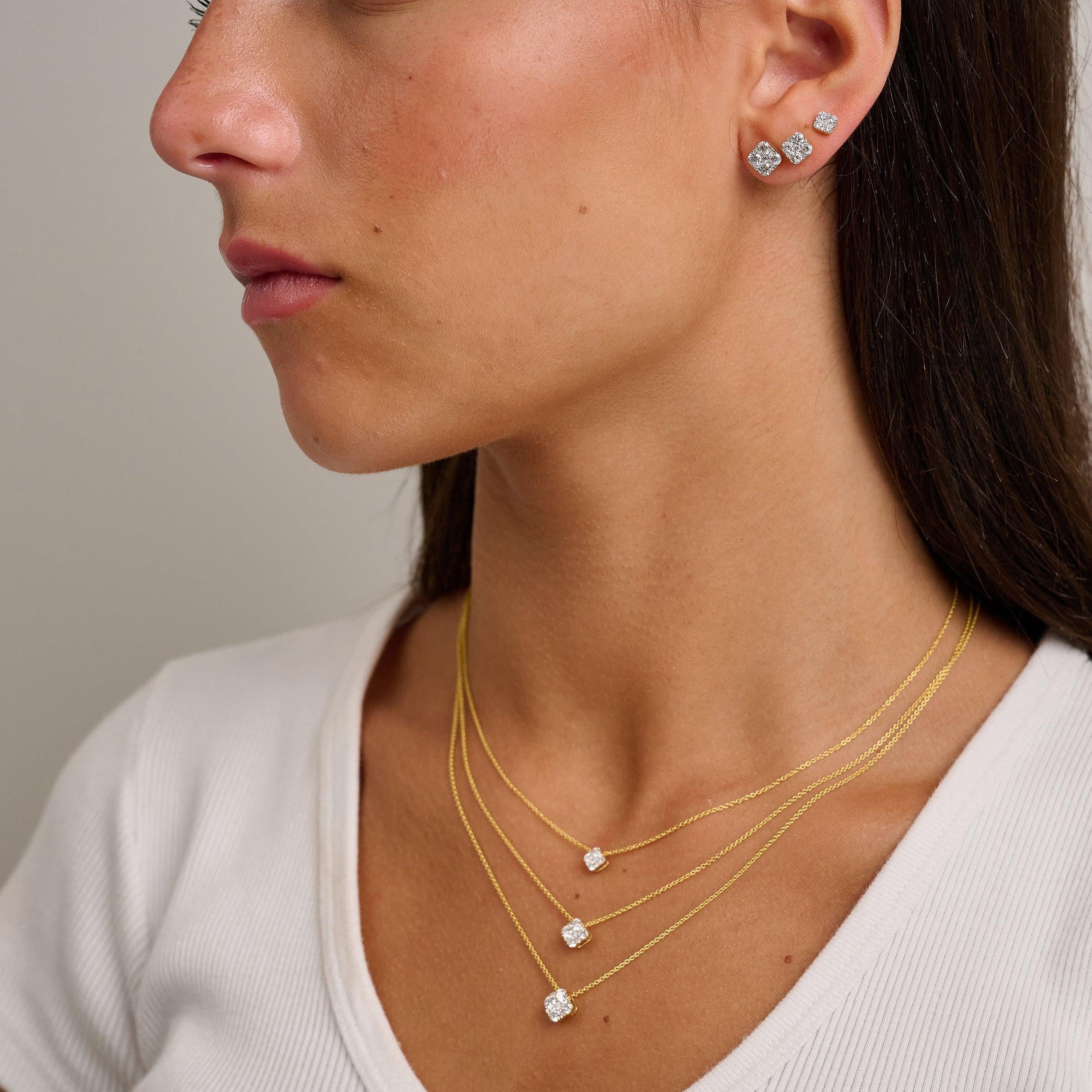 Cushion Diamond Necklace 14K Gold - TheNetJeweler