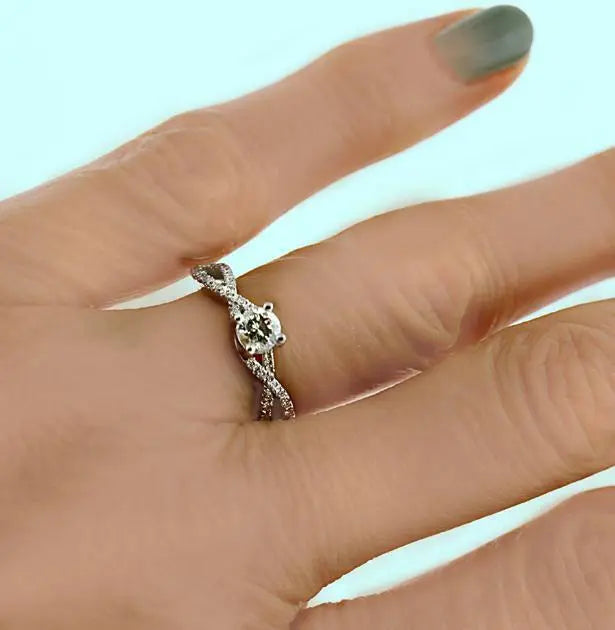 Diamond Engagement Ring Split Shank Waves - Thenetjeweler