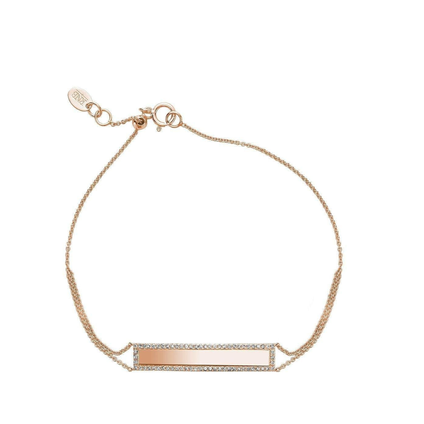 14K Yellow Gold Diamond Engravable Plate Bracelet - Thenetjeweler