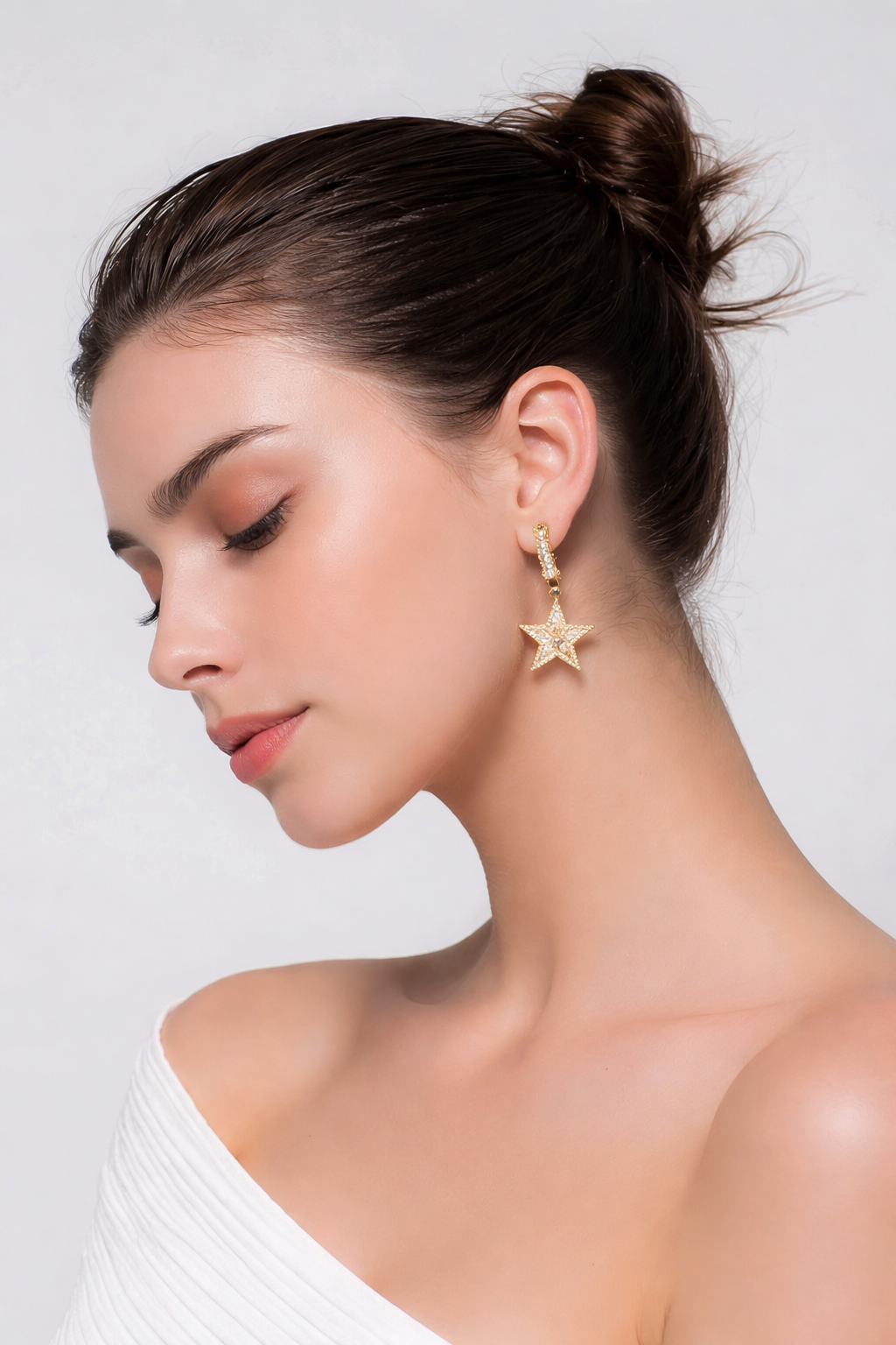 Diamond Dangle hoop star earrings