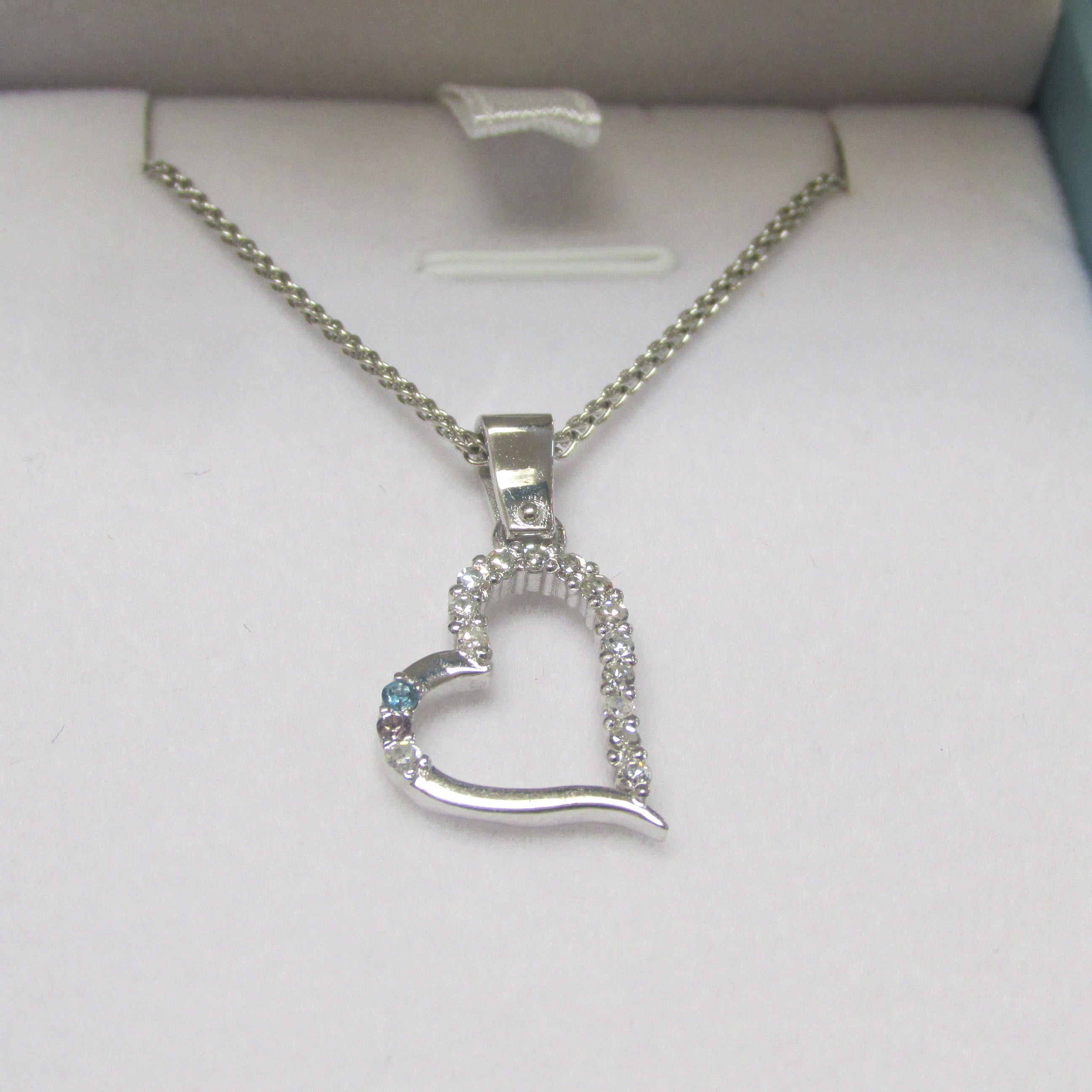 Diamond Open Heart Pendant with Gemstone Accent - Thenetjeweler