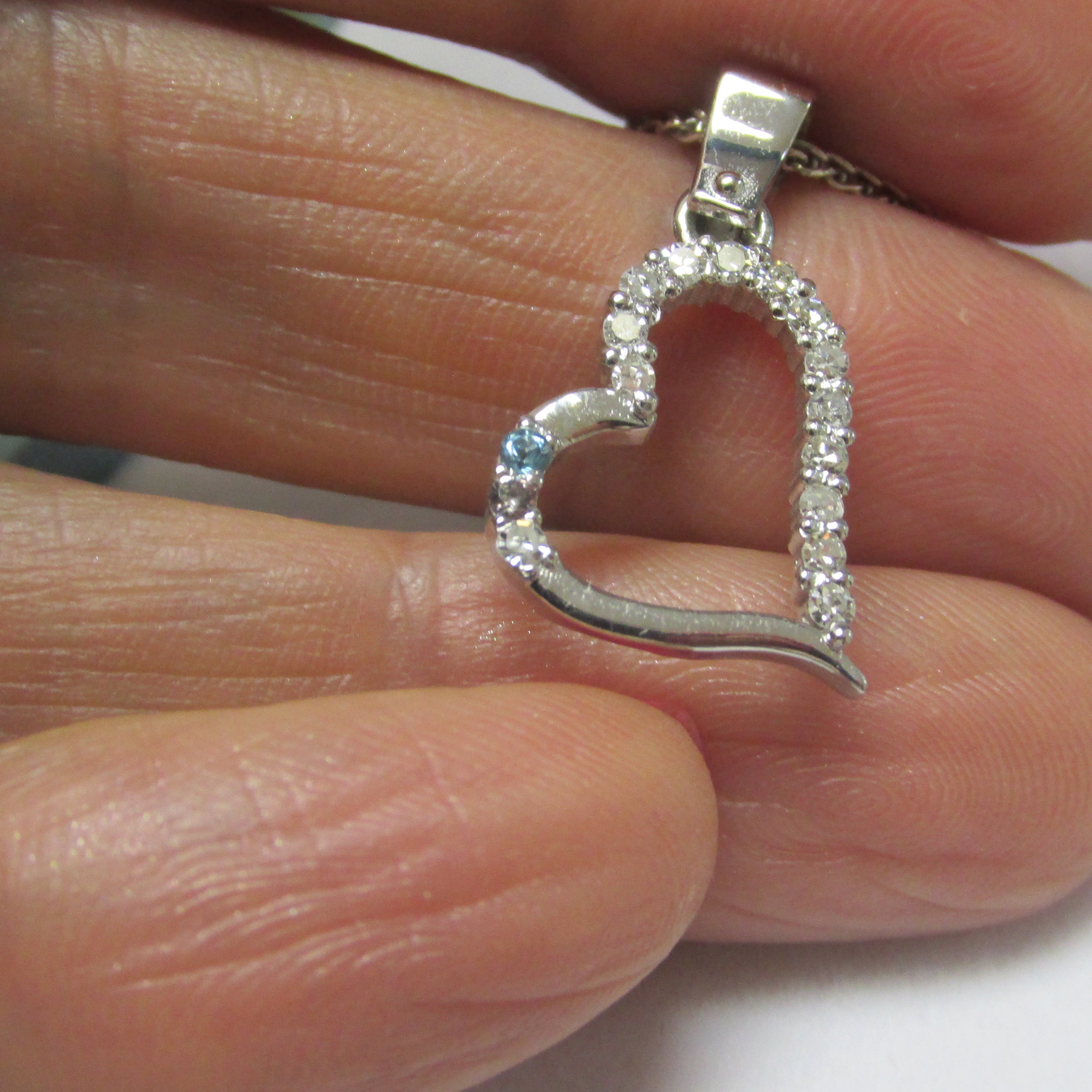 Diamond Open Heart Pendant with Gemstone Accent - Thenetjeweler
