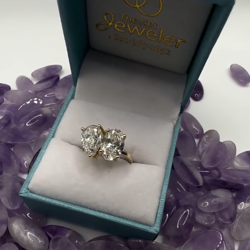 Oval and Pear Lab-Grown Diamond Toi et Moi Ring - Thenetjeweler